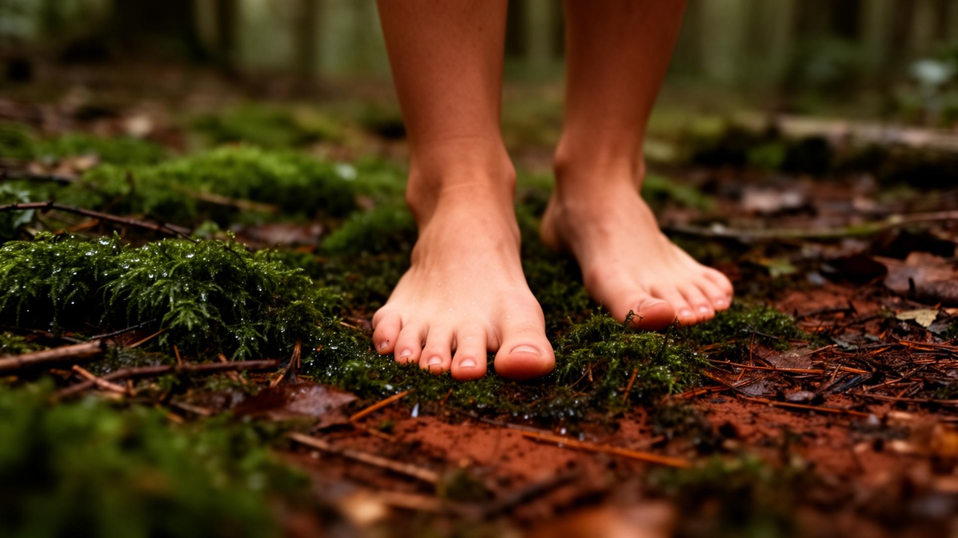 Bare feet on cool stone, morning light.